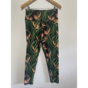 BCBGMAXAZRIA Tropical Bird of Paradise Floral Leggings Pants Women's Size L